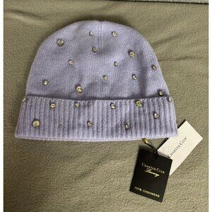 Charter Club Women's Lavender Embellished Cashmere Beanie Hat One Size NWT's
